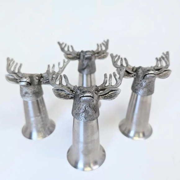 🦌 Vintage Jägermeister Stag Head Pewter Shot Glasses / Shooters - Set of 4 🦌 - Picture 7 of 8